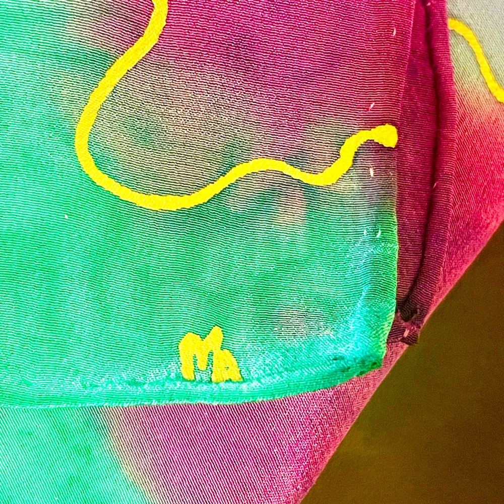Vintage Handpainted Tie Dye Silk Scarf - Picture 8 of 10